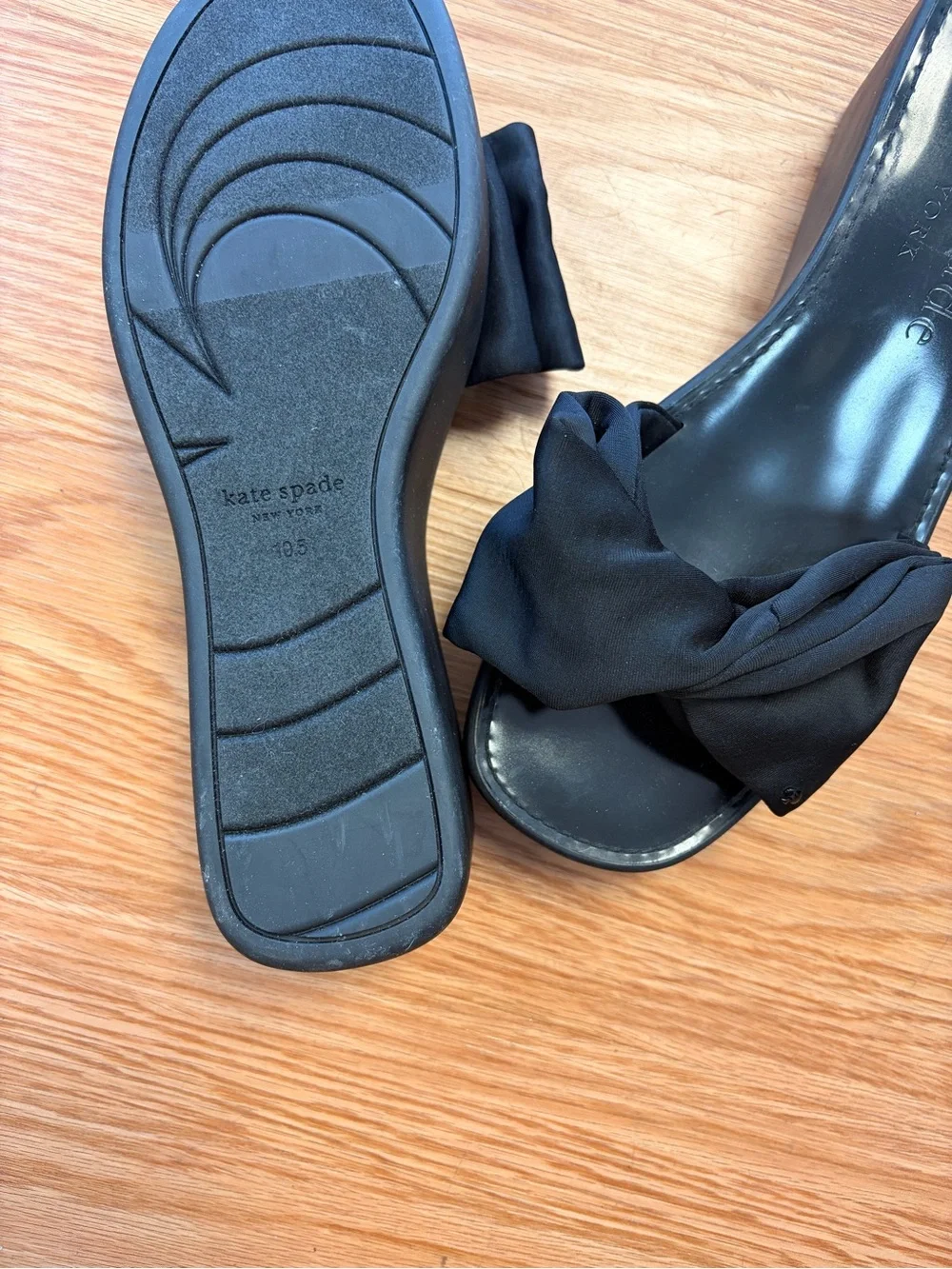 kate spade Black Knotted Wedge Platform Sandals